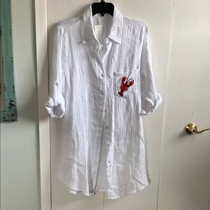 Dreamers White Coverup with Red Lobster Accent